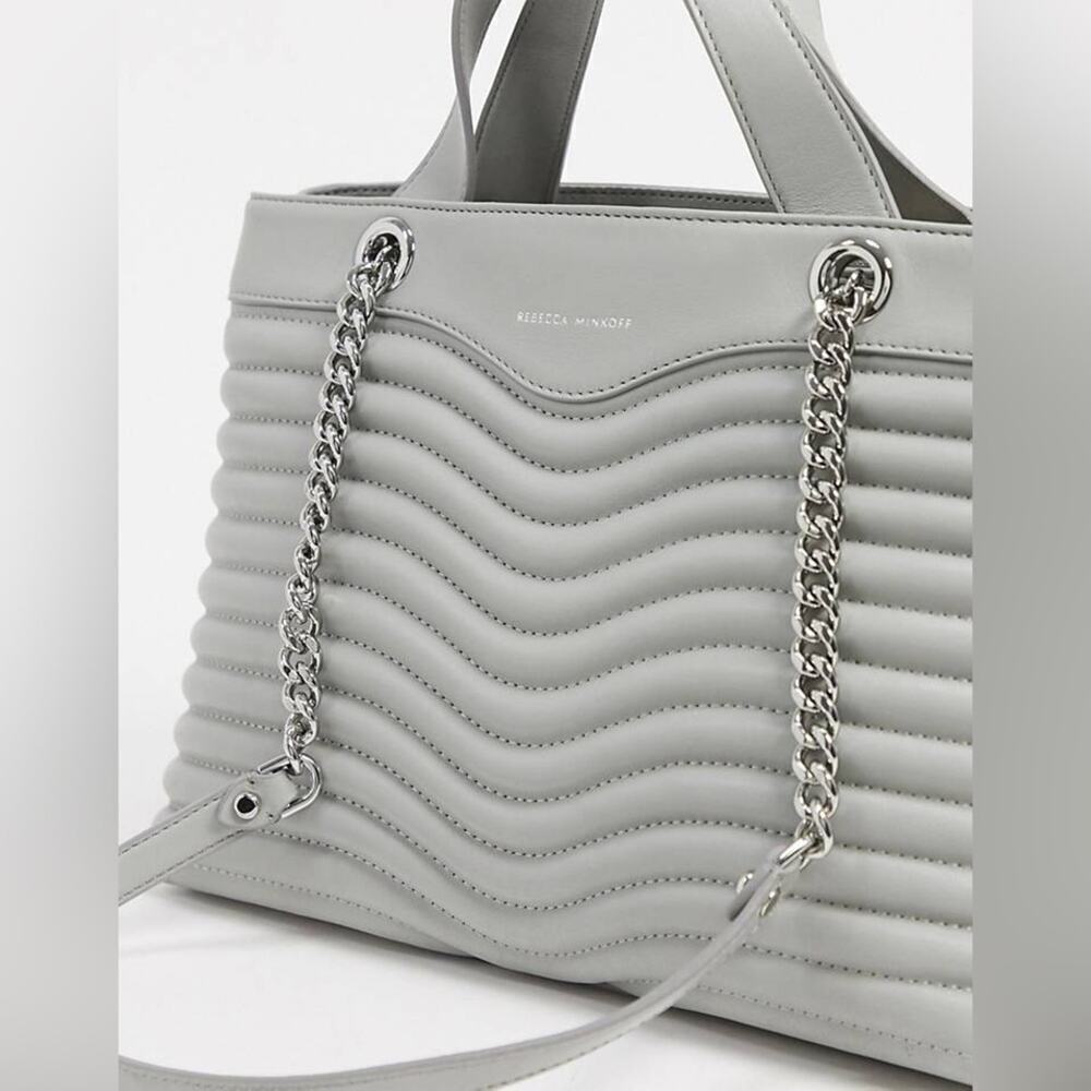 REBECCA MINKOFF Leather m.a.b. Quilted Wave Satchel Shoulder Bag in Perlo - Picture 16 of 16